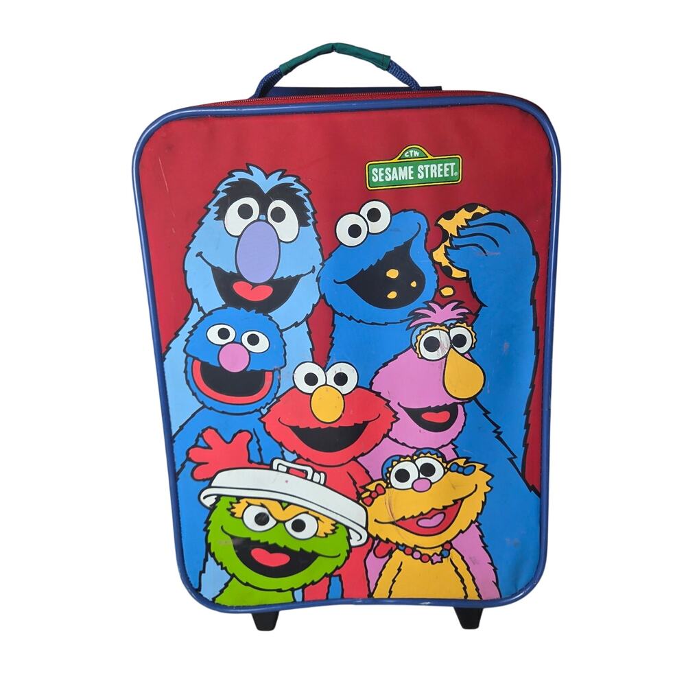Sesame Street Kids Rolling Luggage 18" & Under Retractable Handle Vintage